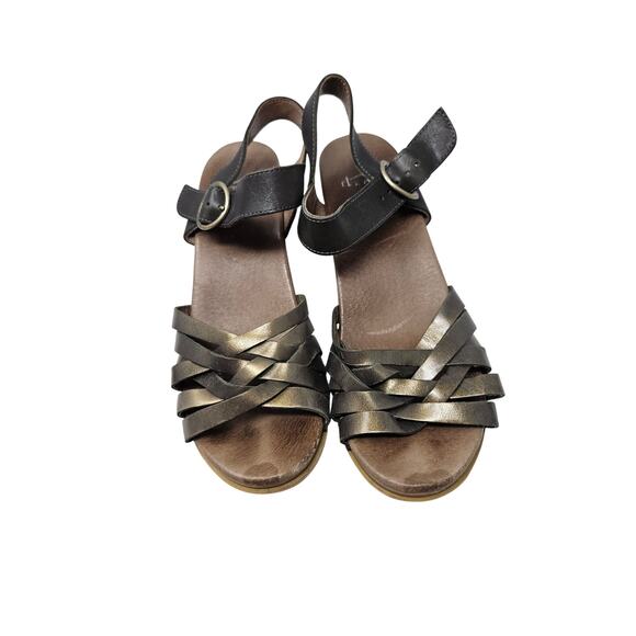 Dansko 40 Dawson Metallic Brown Leather Chunky Sandal Boho Comfort Coastal - Picture 2 of 5